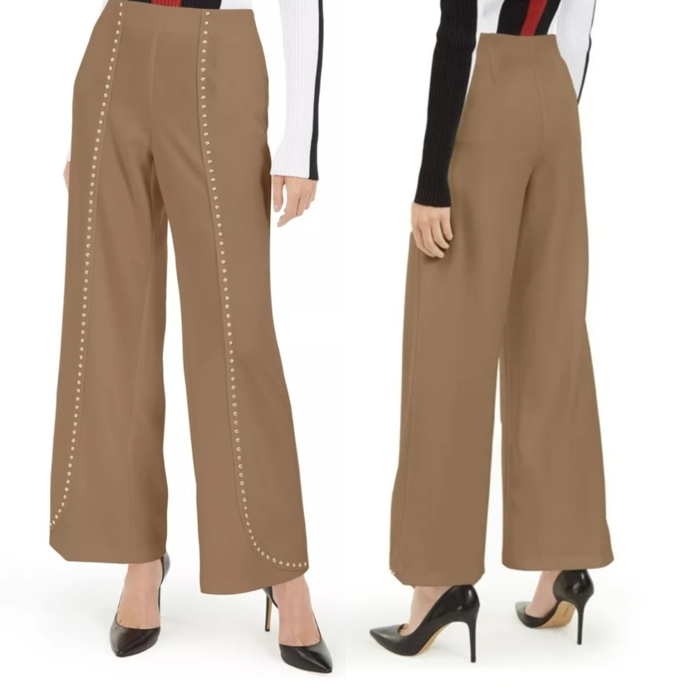 🔥INC Womens Brown Embellished Evening Wide Leg Pants